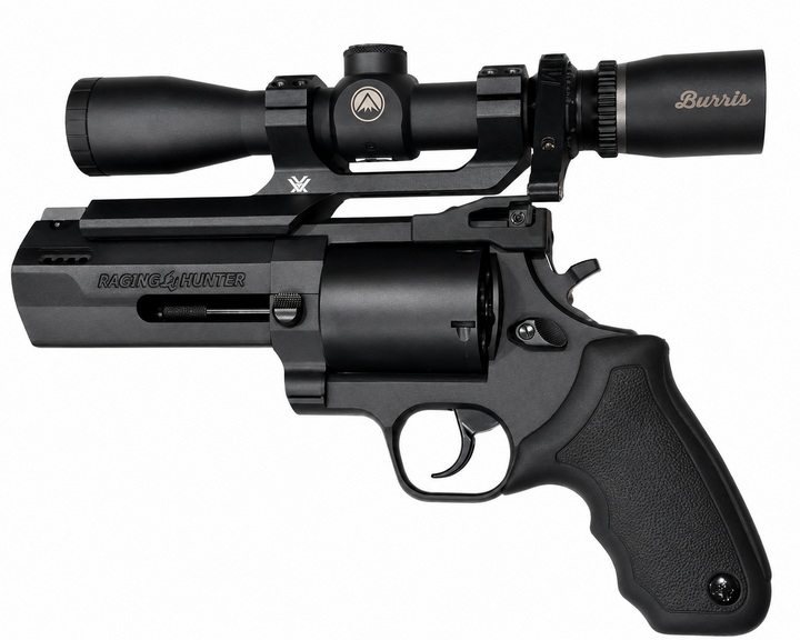 Paradise Tactical anti-reflection device installed on scoped Taurus Raging Hunter revolver
